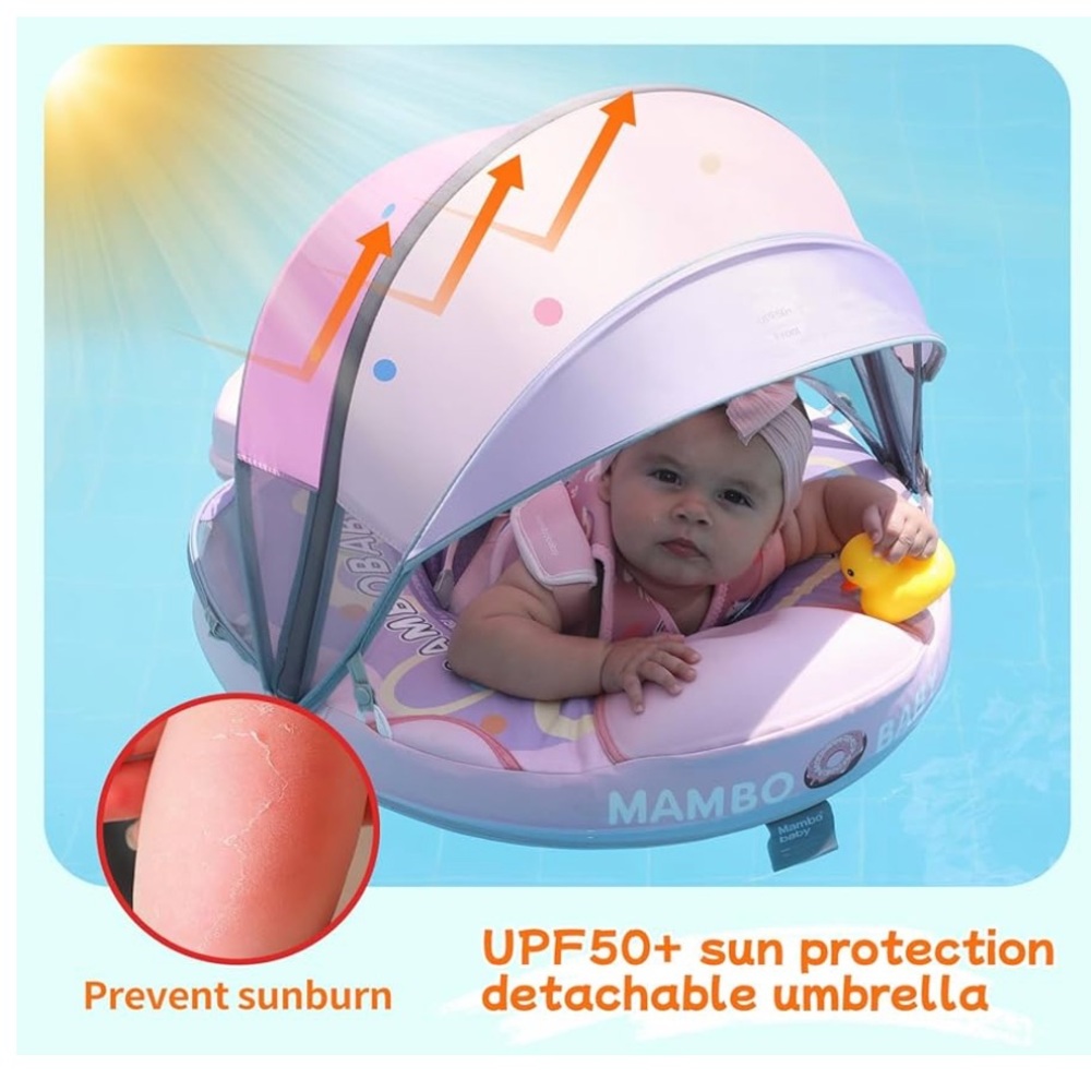 Pink Inflatable Pool Float with Canopy